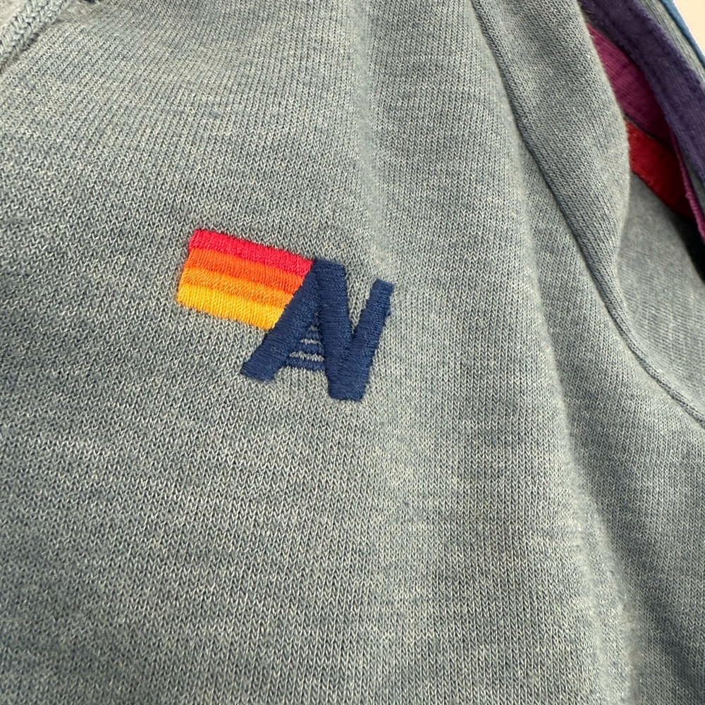 Aviator Nation Gray Hoodie with Multicolor Stripes - Picture 4 of 5